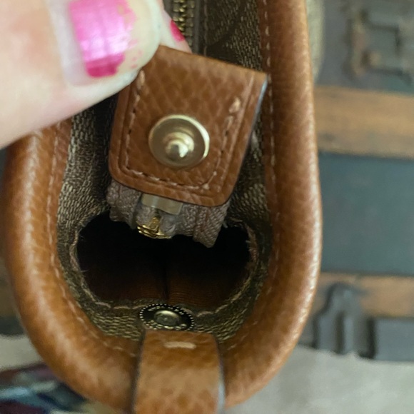 Coach coated canvas taupe and tan purse handbag - Picture 3 of 16